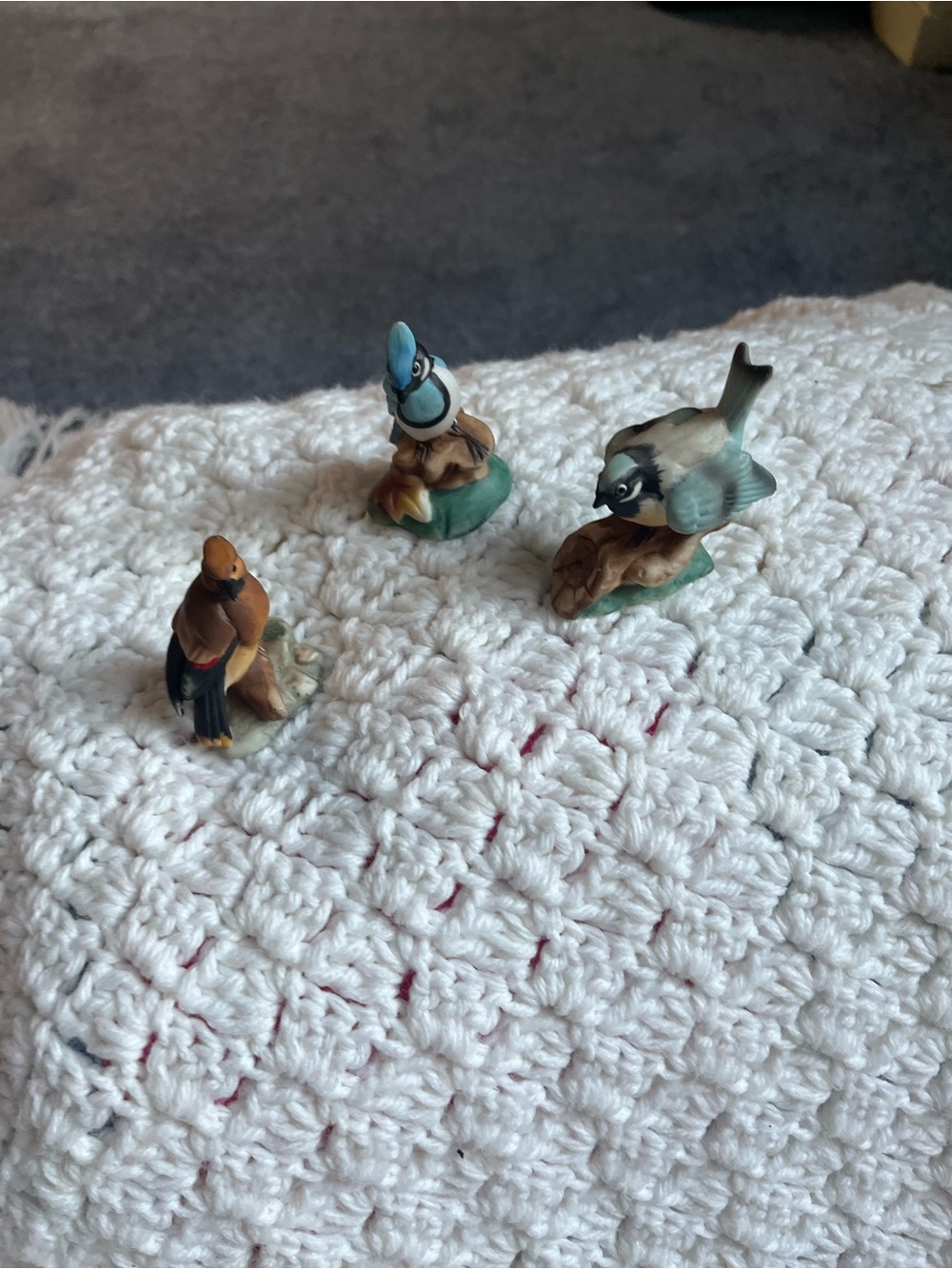 Three little Birds Hand-Painted porcelain Bird Figurine Set -